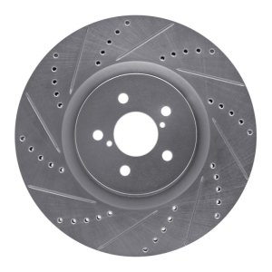 Subaru BRZ Brake Rotor (1) - Front Left - R1 Concepts - Drilled & Slotted - Silver - `03-`25